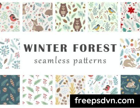 Winter Forest Seamless Patterns XL8HFNJ 0