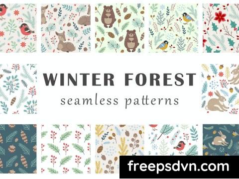 Winter Forest Seamless Patterns XL8HFNJ 0