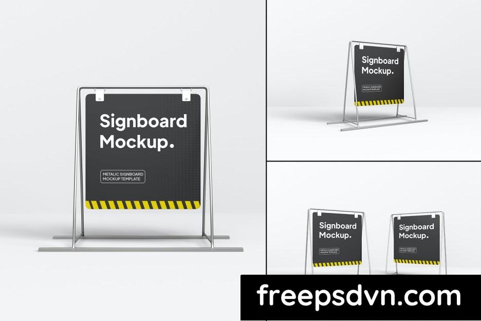 advertising metallic signboard mockup set v27yr99 0