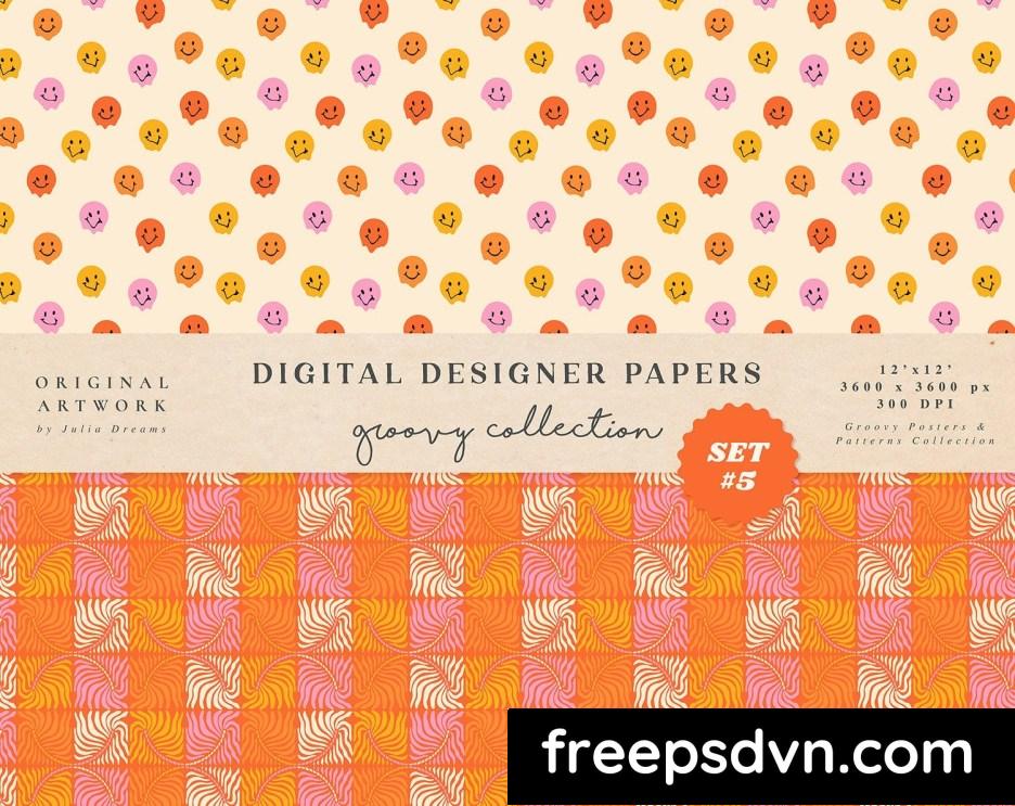 groovy boho seamless patterns papers modern fun mdl37e5 5