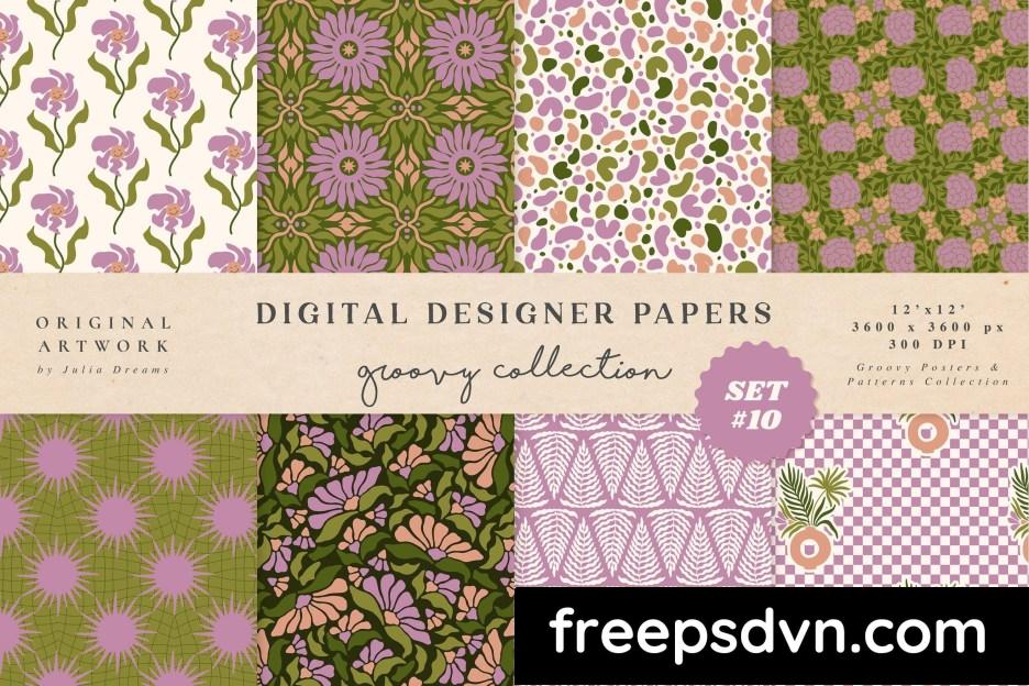 groovy boho seamless patterns papers purple flower xaly6f6 0 scaled 1