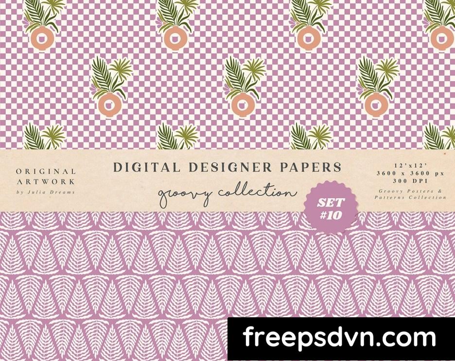 groovy boho seamless patterns papers purple flower xaly6f6 1