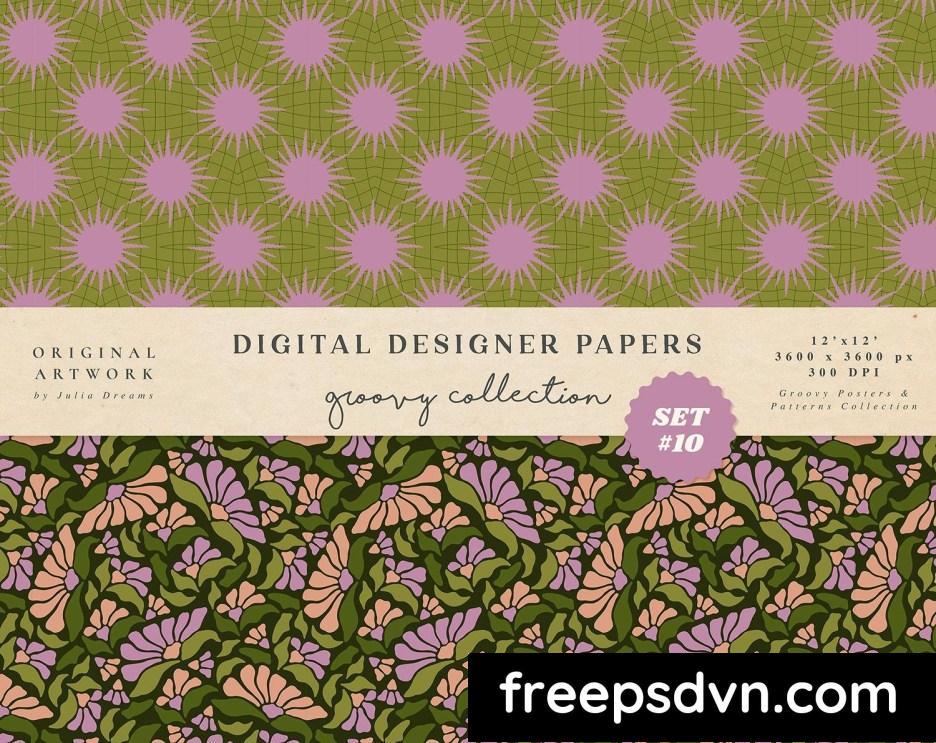 groovy boho seamless patterns papers purple flower xaly6f6 2