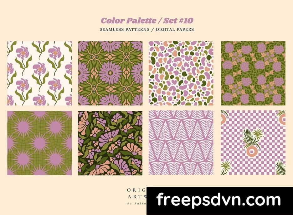 groovy boho seamless patterns papers purple flower xaly6f6 5