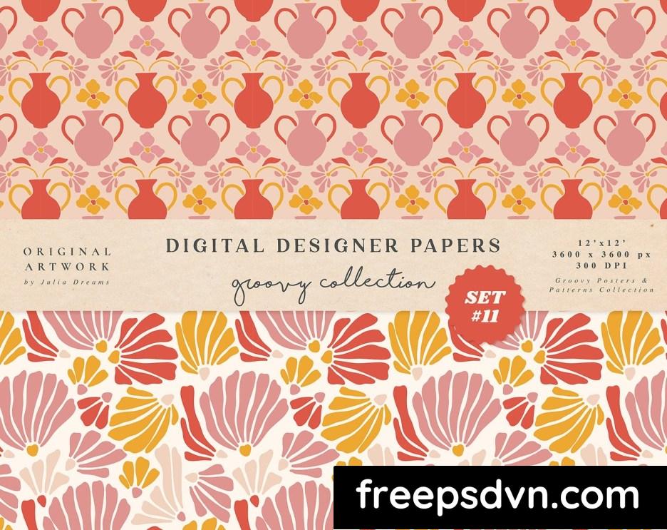 groovy boho seamless patterns papers summer flower ezg34x8 3