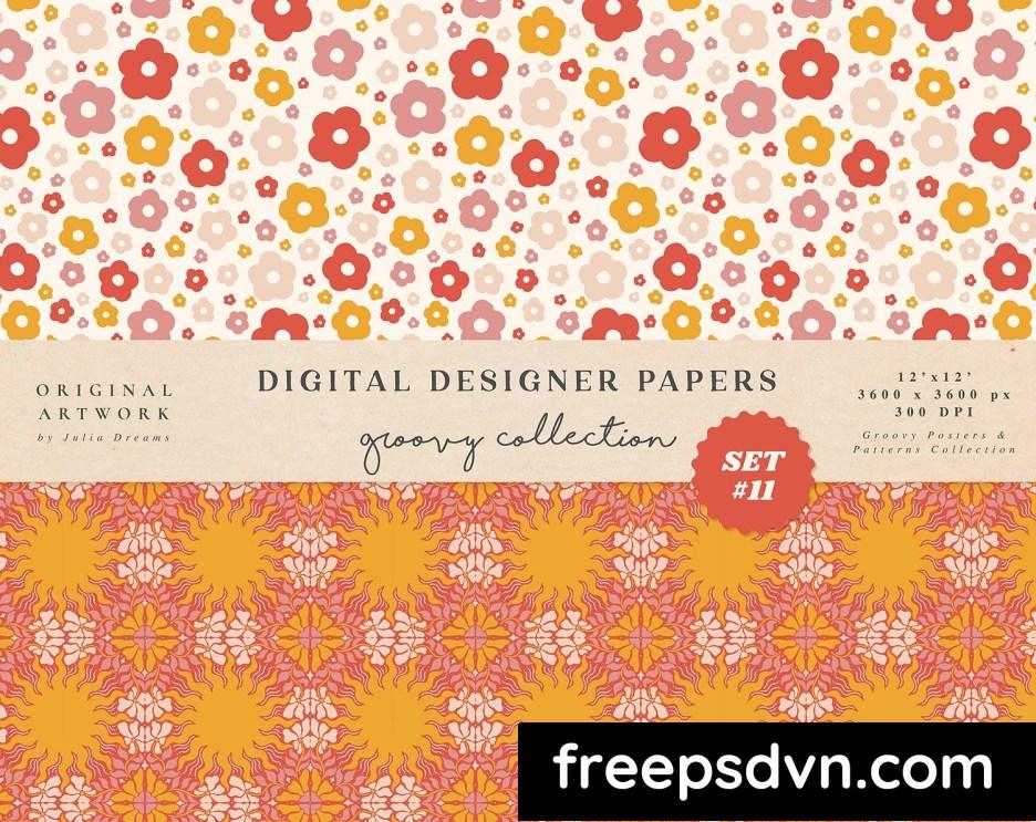 groovy boho seamless patterns papers summer flower ezg34x8 4