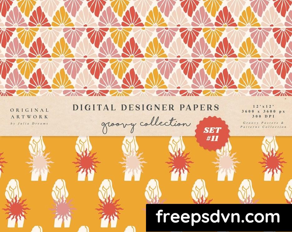 groovy boho seamless patterns papers summer flower ezg34x8 5