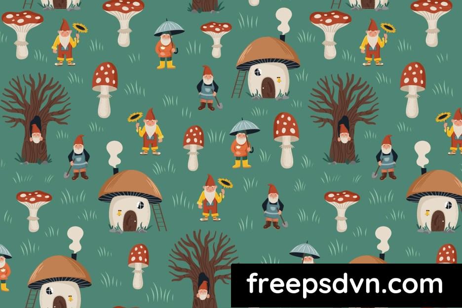 seamless pattern with garden gnomes rhew5tu 0