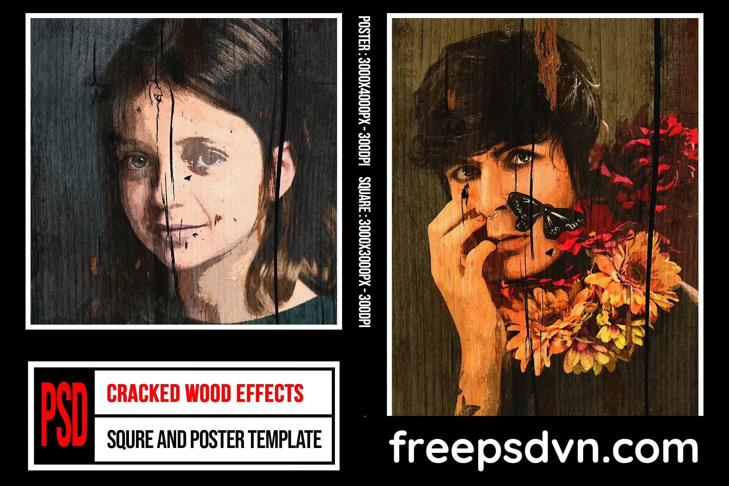 Square & Poster â€“ Cracked Wood Effects KKQYSF7