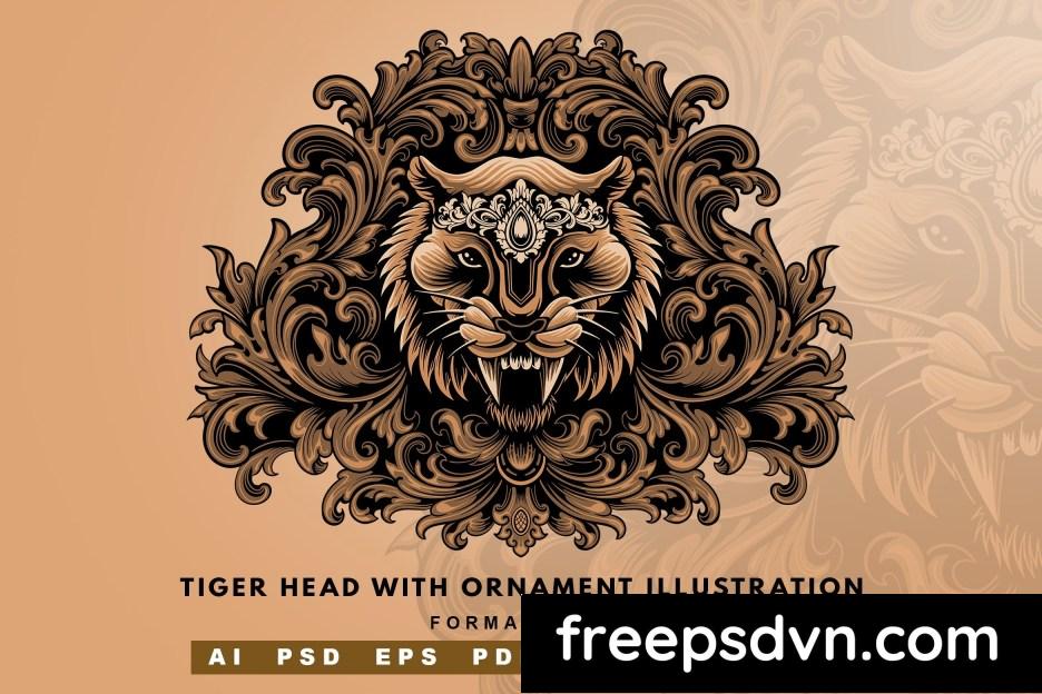 tiger head with ornament illustration zf2hsef 0 1