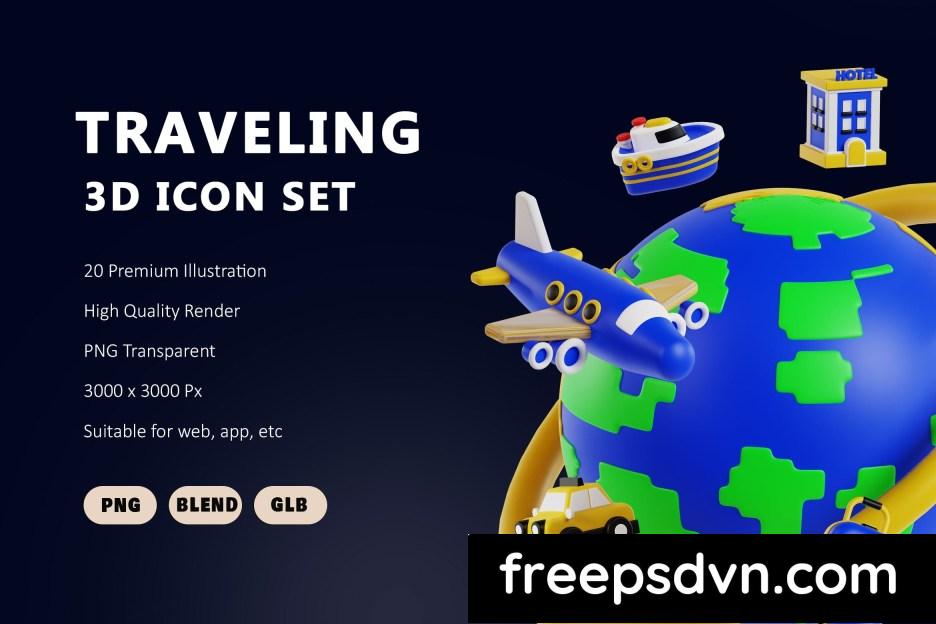 traveling 3d icon set zm844ns 0 1