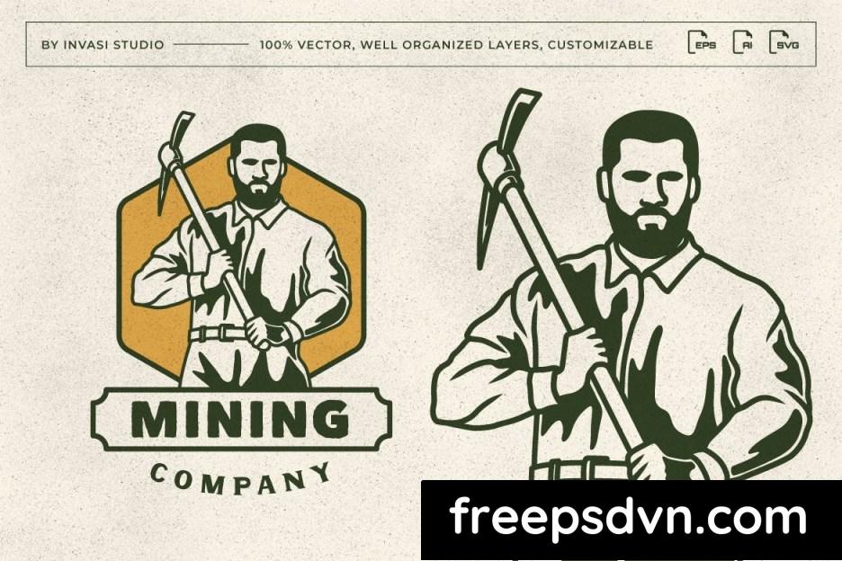 vintage hand drawn mining company logo label ubcnqy4 0