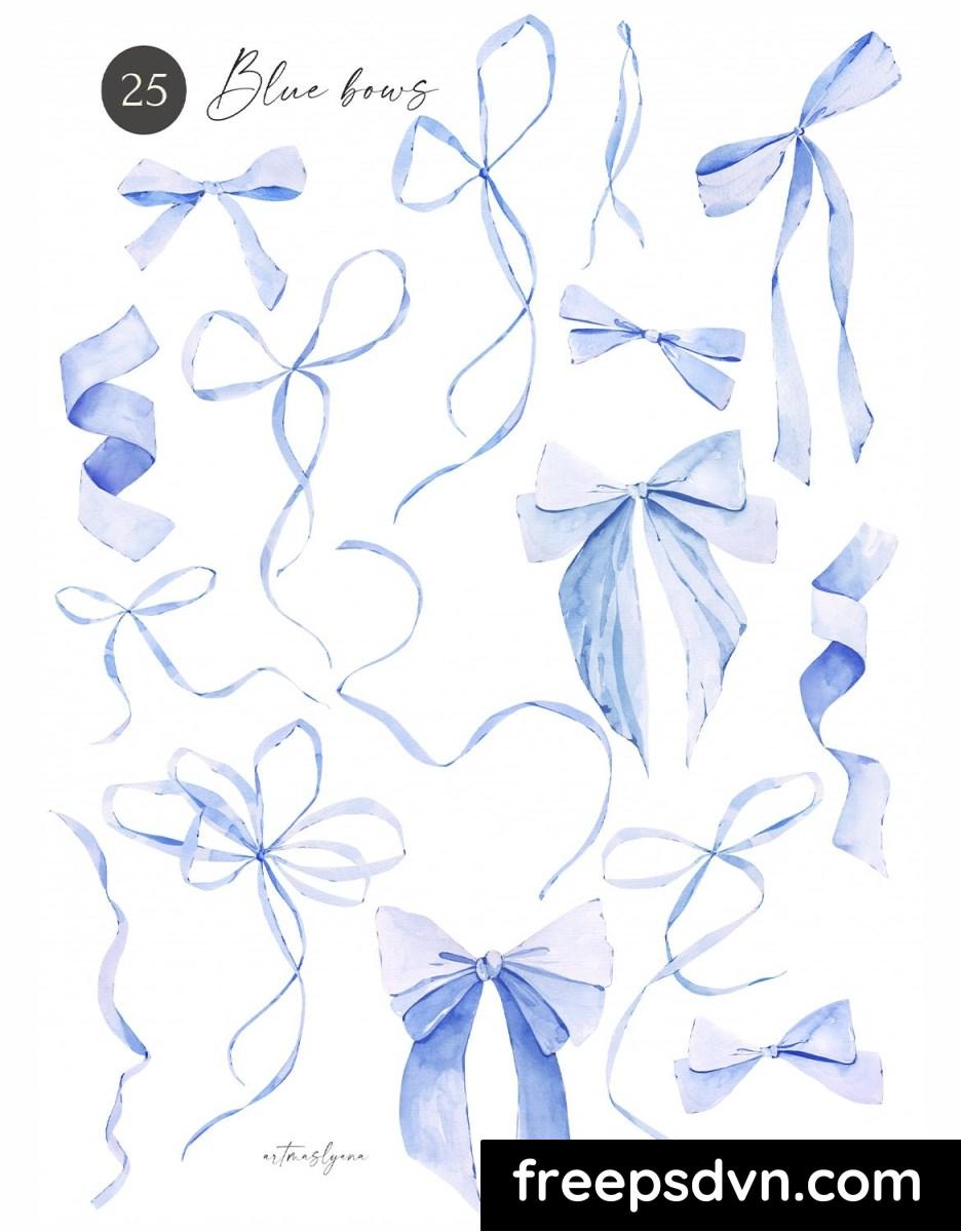 watercolor blue bows clipart baby shower images ccn9vv3 3