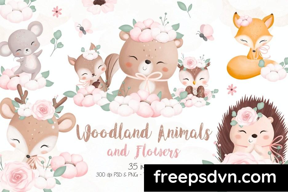 woodland animals and flowers hp2758r 0