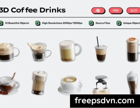 Coffee Drinks V.1 3D Icon Set F8JBUPG 0