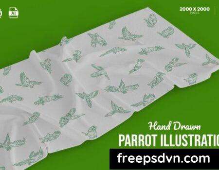 Hand Drawn Parrot Illustration Set H2YHJDL Hand Drawn Parrot Illustration Set H2YHJDL 0