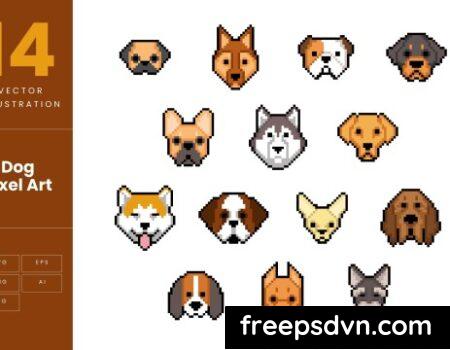 Dog Pixel Art Illustration Set Collection CUKBRS9 0