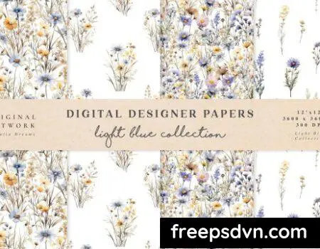 Light Blue Wildflowers Seamless Patterns KPQ7VWG KPQ7VWG tMenyb7n1A