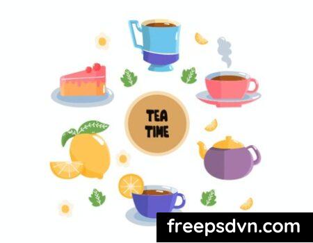 Tea Time Teacup Elements Illustration M5RUGNB 0