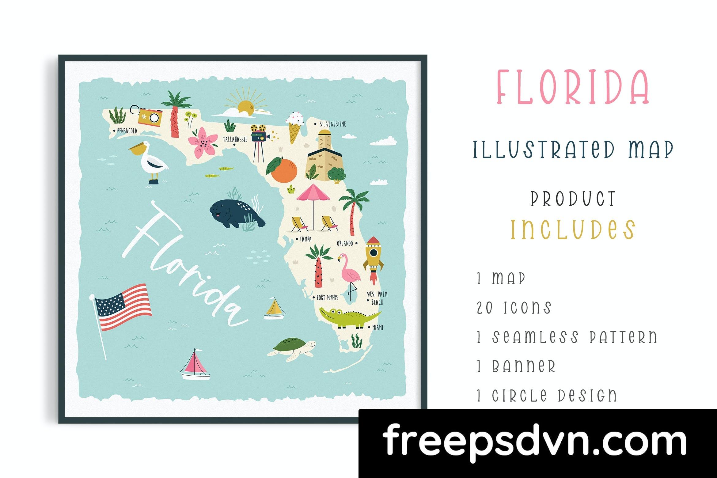 florida state usa illustrated map cliparts yc2pqw4 0 1