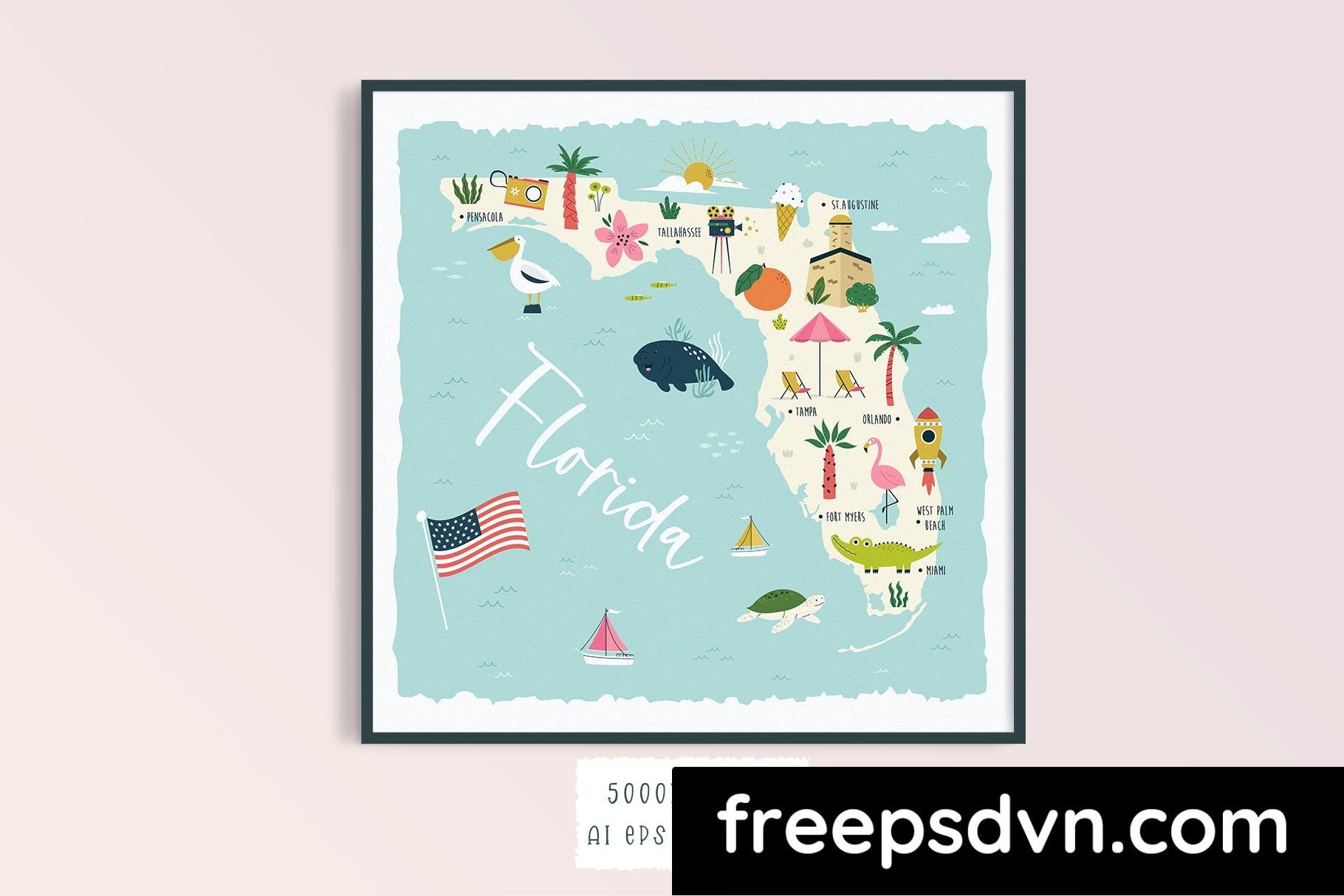 florida state usa illustrated map cliparts yc2pqw4 5