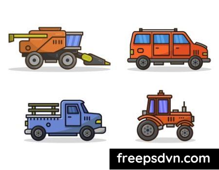 Means of Transport Illustrated in Cartoon Style KJ2Z8RF 0