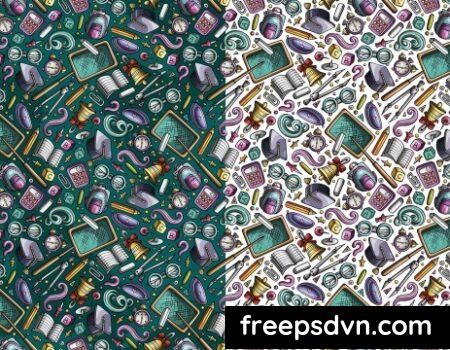 Back to School Cartoon Seamless Pattern SMHUVNZ 0