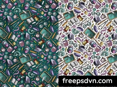 Back to School Cartoon Seamless Pattern SMHUVNZ 0