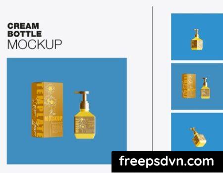 Set Cream Bottle with Box Mockup 6UD2C7P 0