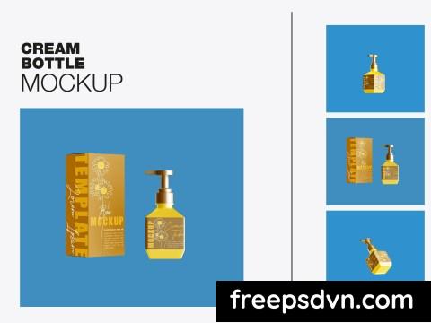 Set Cream Bottle with Box Mockup 6UD2C7P 0
