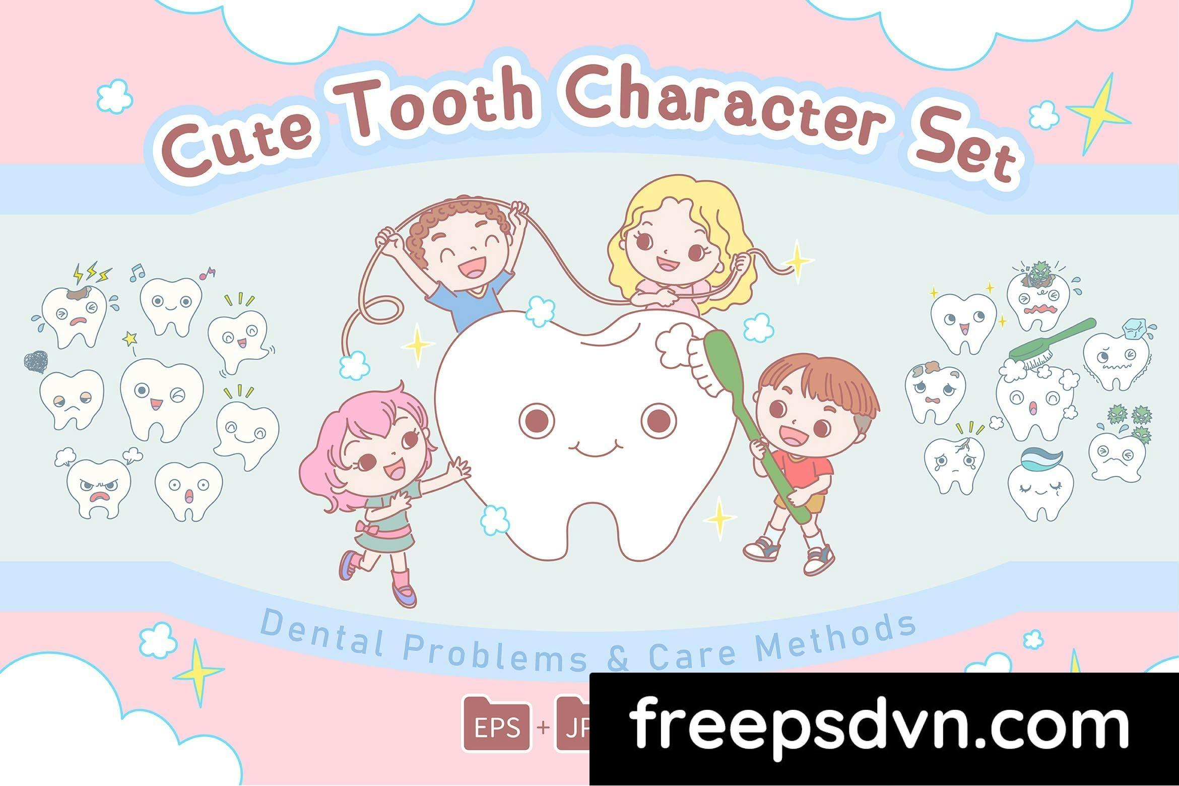cute tooth character set znwucsf 0 1