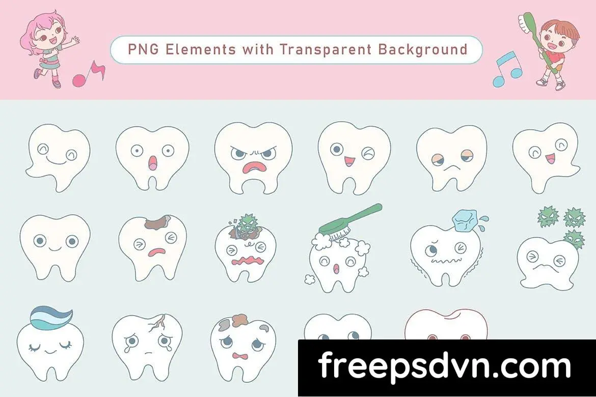 cute tooth character set znwucsf 1
