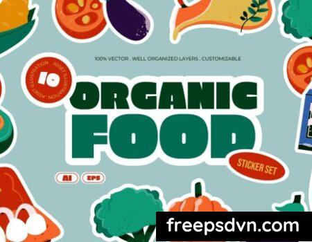 Blue Handdrawn Organic Food Sticker Set K6HM98T Blue Handdrawn Organic Food Sticker Set K6HM98T 0