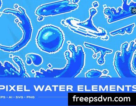Pixel Water Splash Element Pack 005 XVXBNRP 0
