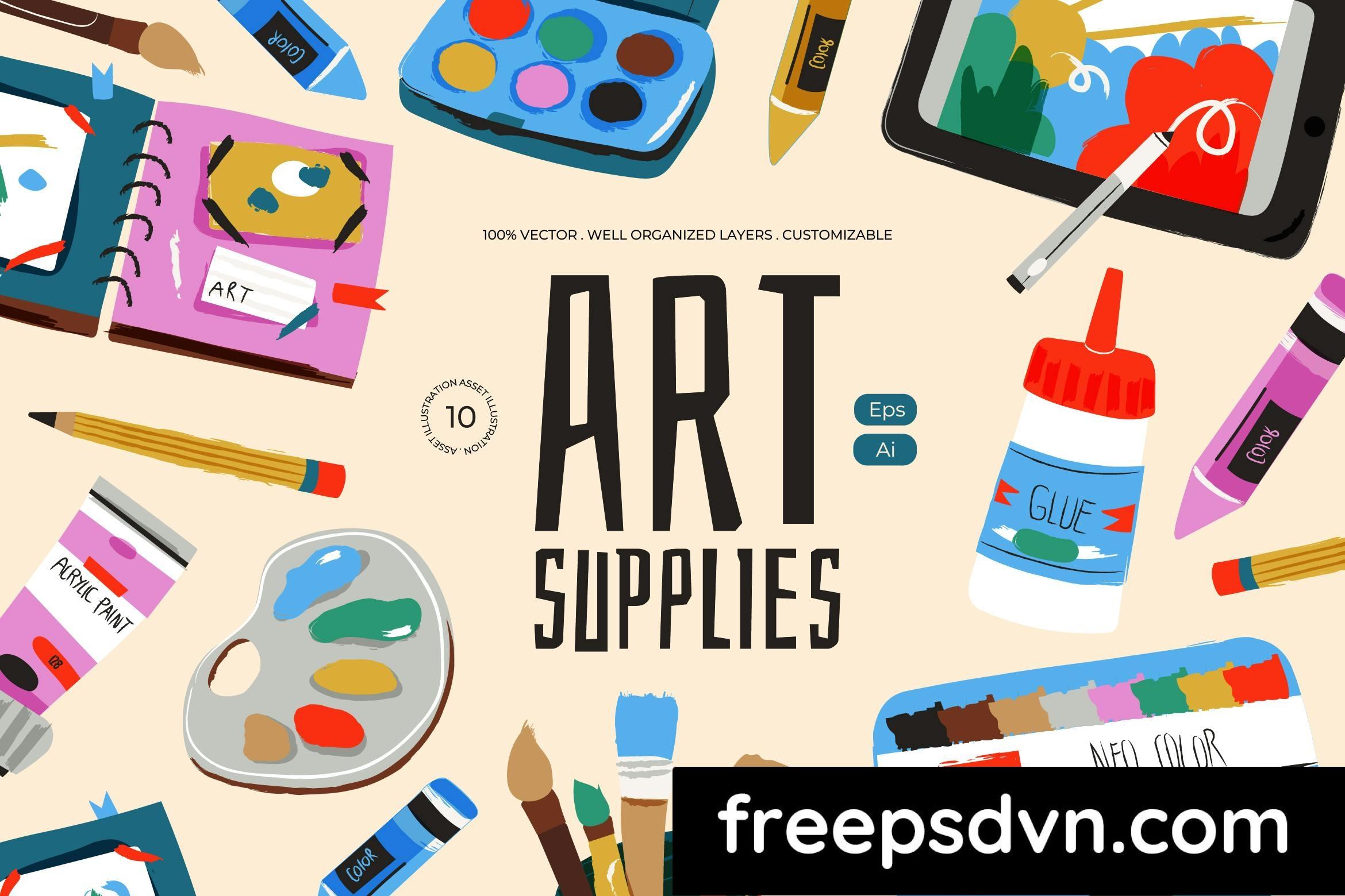 cream handdrawn art suplies illustration set fppa8yg 0 1