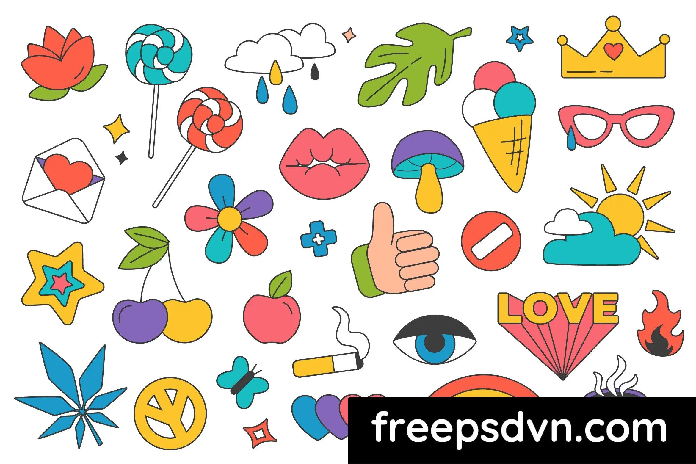 retro groovy stickers y4a3c6s 0